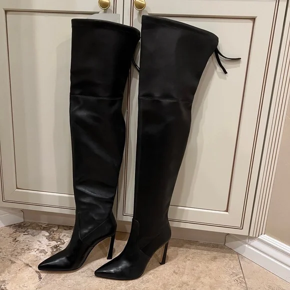 Stuart Weitzman Sexy Natalia Thigh High Length Stretch Leather Boots - Picture 6 of 10